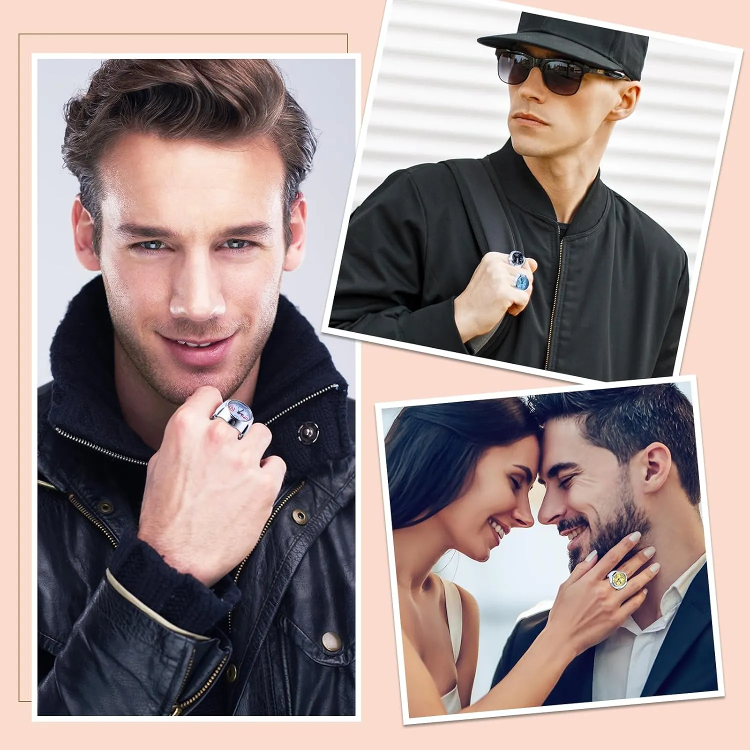 10 Pcs Finger Watches Ring for Women Men Adjustable Clock Rings Bulk Creative Elastic Round Quartz Finger Ring Watches