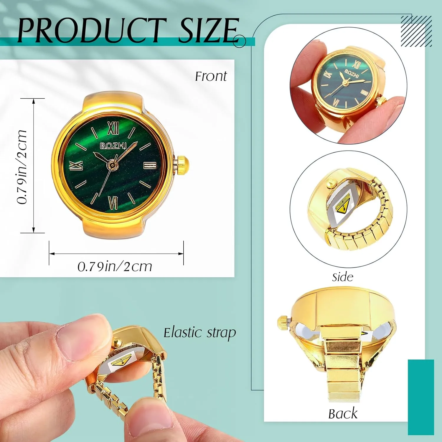 10 Pcs Finger Watches Ring for Women Men Adjustable Clock Rings Bulk Creative Elastic Round Quartz Finger Ring Watches
