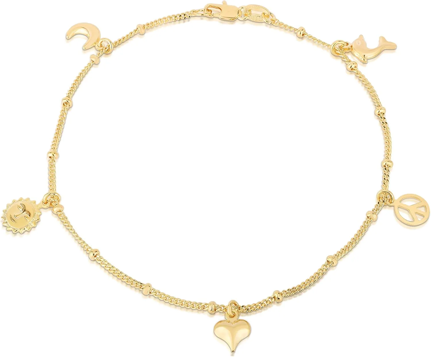 14K Gold Plated Charm Anklets For Women, Dainty Foot Jewelry, Fashion Accessories and Gadgets, Summer Beach 10 Inch Ankle Bracelets, Cute Chain Link Anklet