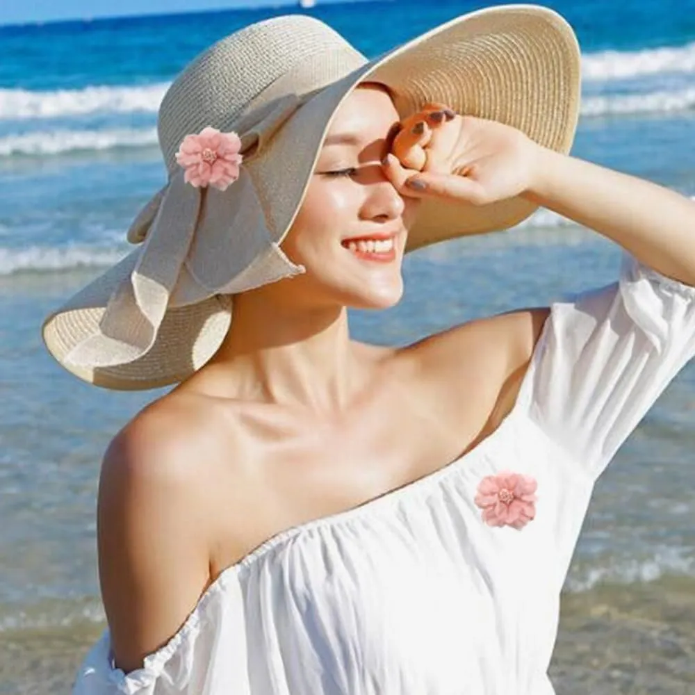 1Pcs Flower Brooches Pin Large Fabric flower brooch Elegant three-dimensional pin Summer Dress Scarf Hat Bag Pins accessories Suit Floral Lapel Pin Accessory Decor Gift