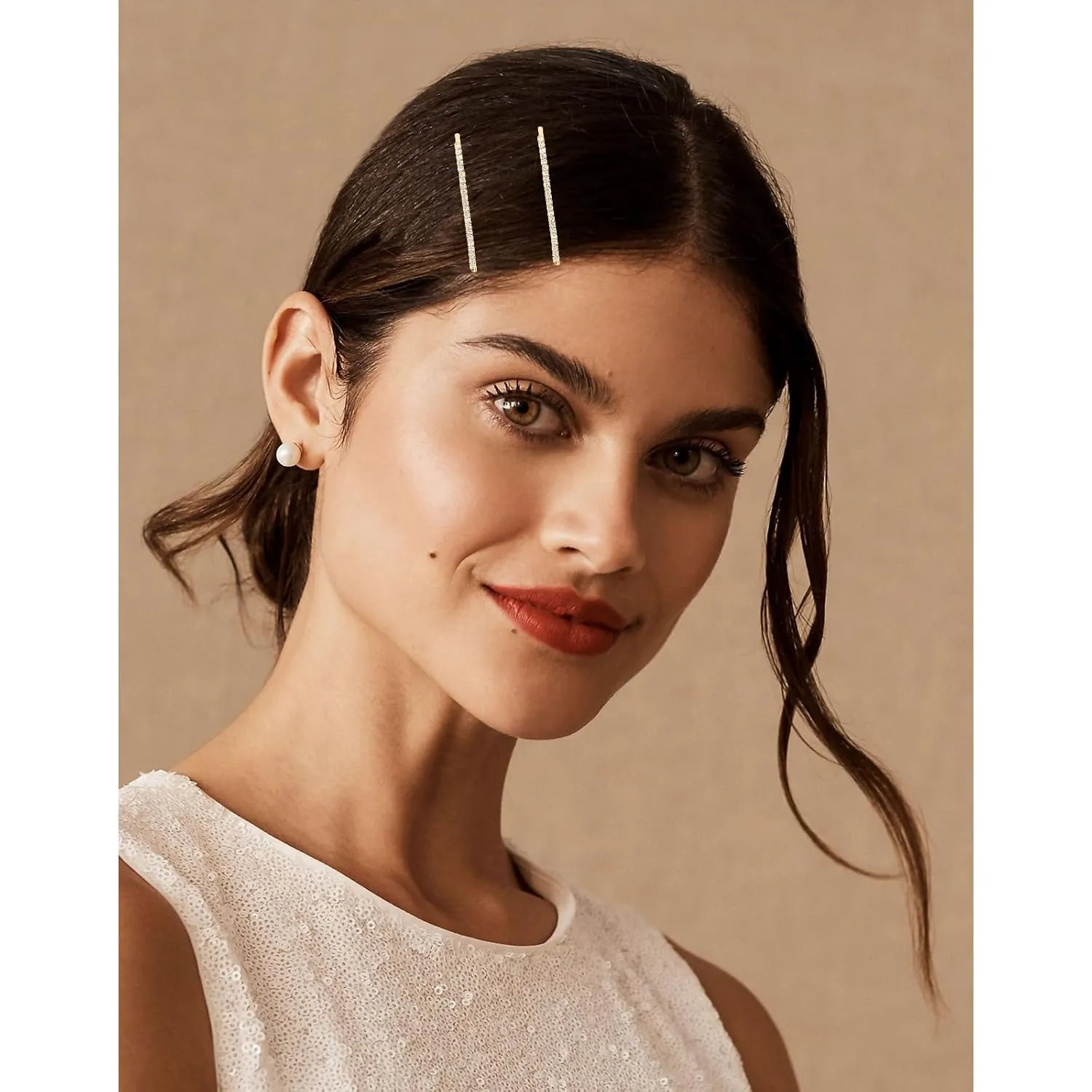 24 Pcs Gold Rhinestone Bobby Pins Small Crystal Hairpins Bulk for Women - Sparkly, Shiny, Glitter Hair Clips and Styling Accessories