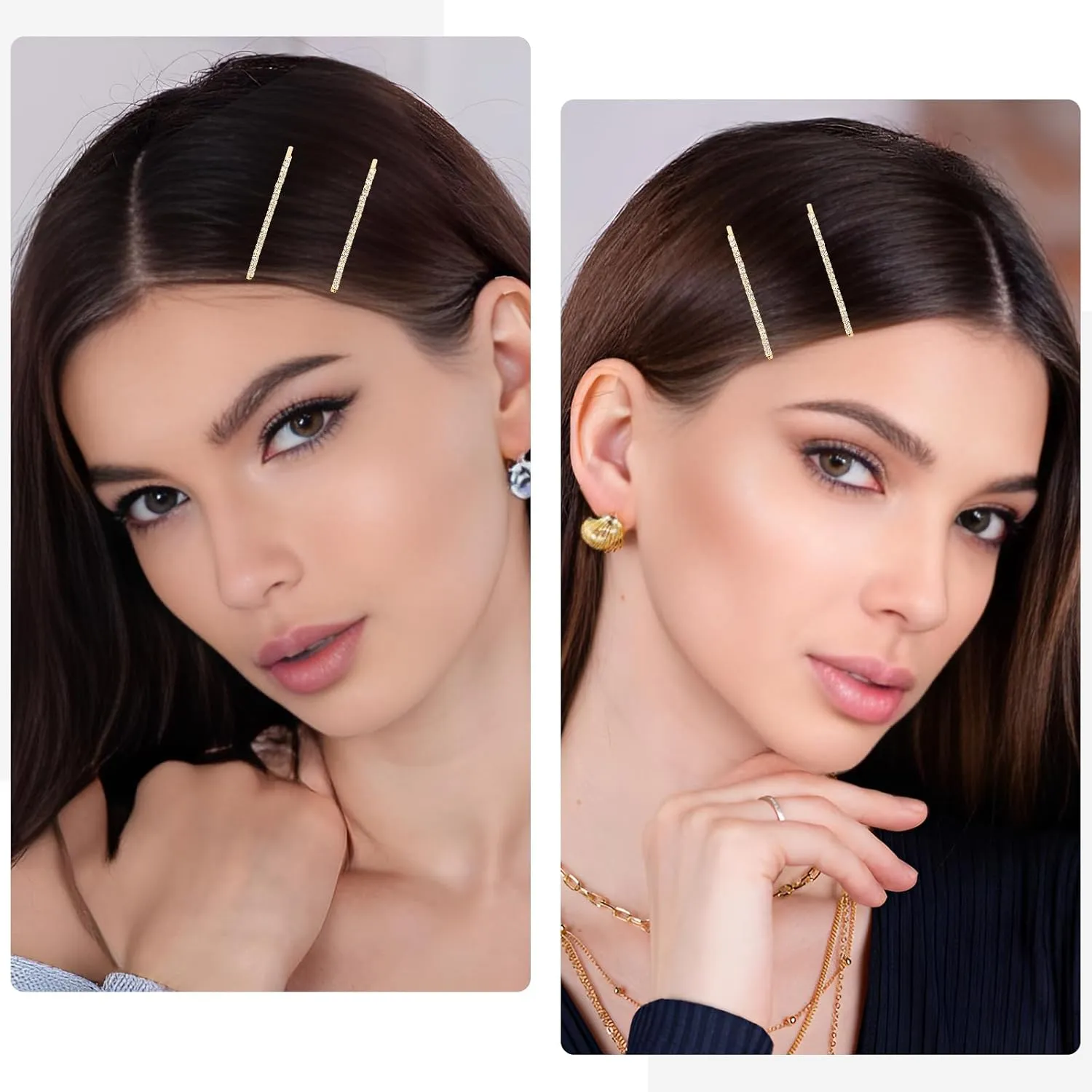 24 Pcs Gold Rhinestone Bobby Pins Small Crystal Hairpins Bulk for Women - Sparkly, Shiny, Glitter Hair Clips and Styling Accessories