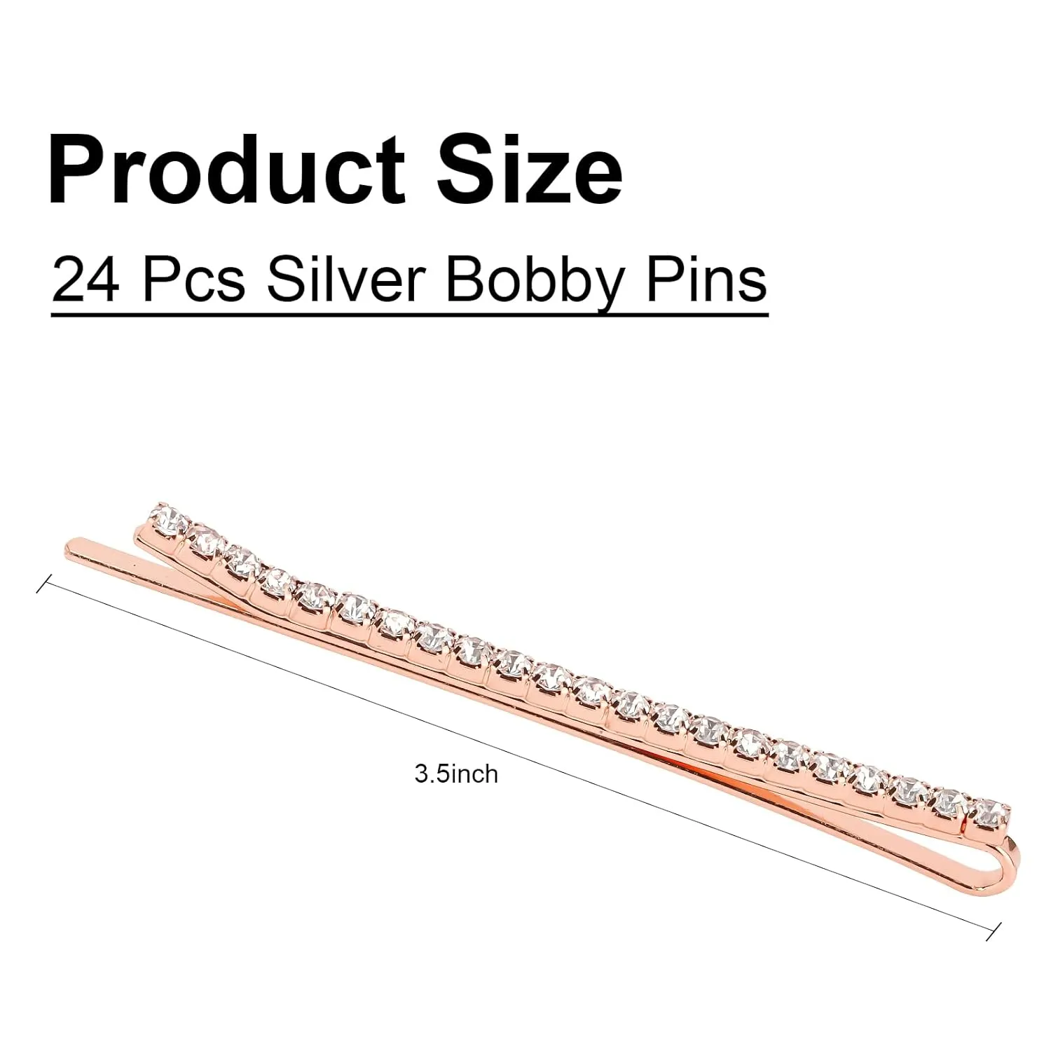 24 Pcs Rose Gold Rhinestone Bobby Pins Small Crystal Bobby Pins Bulk for Lady Women Sparkly Hair Clips Pin Shiny Hairpins Glitter Hairpins Styling Hair Accessories for Women Girls