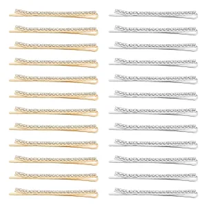 24 Pcs Silver and Gold Rhinestone Bobby Pins Small Crystal Bobby Pins Bulk for Lady Women Sparkly Hair Clips Shiny Glitter Hairpins Styling Hair Accessories for Women Girls 12Pcs Per color