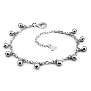 24K Platinum-Plated Double Thread Box Bell Silver Anklet S925 Beaded Ladies Anklet Simple Style Beaded Beach Jewelry Birthday Christmas Gift For Ladies
