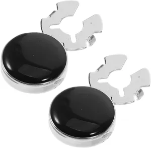 2pcs Elegant Black Tuxedo Cufflinks and Formal Hat Studs Set for Men Classic Material Accessories for Weddings Business and Formal Events