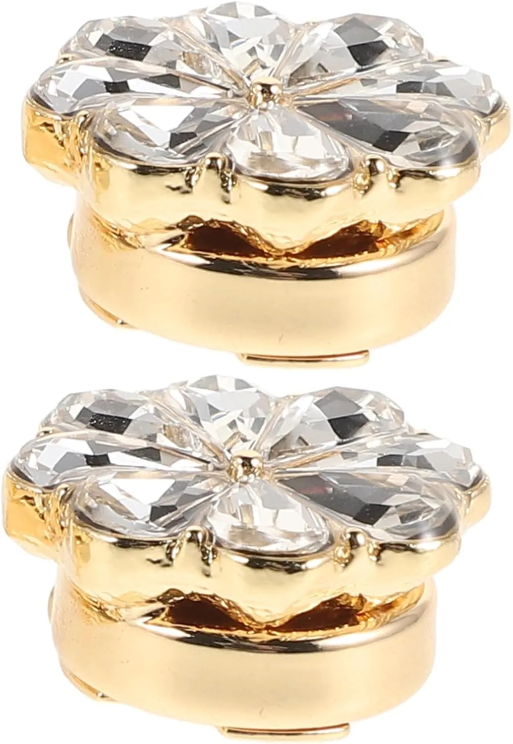 2pcs Flower Cufflinks Women's Shirt Studs Rhinestone Button Covers for Women's Formal Wear