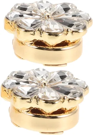 2pcs Flower Cufflinks Women's Shirt Studs Rhinestone Button Covers for Women's Formal Wear