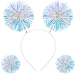 3 PCS Pom Pom Party Cute Headband Foil Strips Ball Hairpin Birthday Stage Props Cosplay Halloween for Girls Christmas