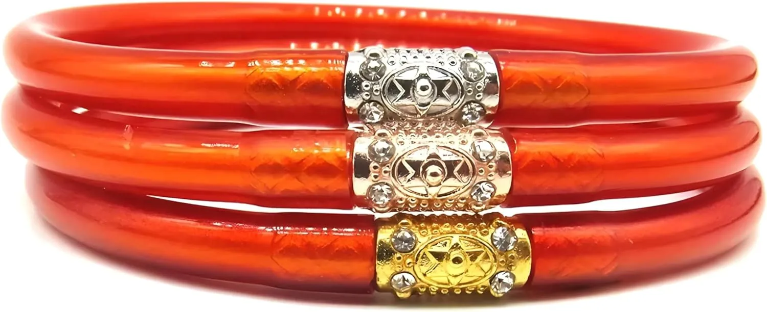 3pcs Mix Glitter Jelly Bracelet Set Women's Tibetan Buddhist Temple Lucky Charm Bangle Gift 2