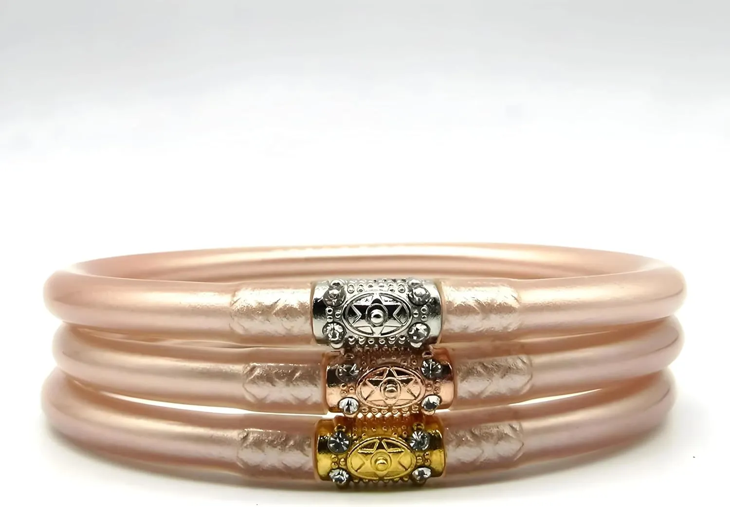 3pcs Mix Glitter Jelly Bracelet Set Women's Tibetan Buddhist Temple Lucky Charm Bangle Gift 2