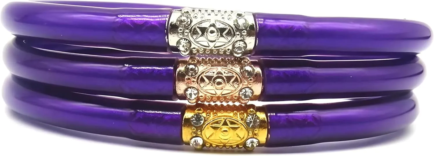3pcs Mix Glitter Jelly Bracelet Set Women's Tibetan Buddhist Temple Lucky Charm Bangle Gift 2