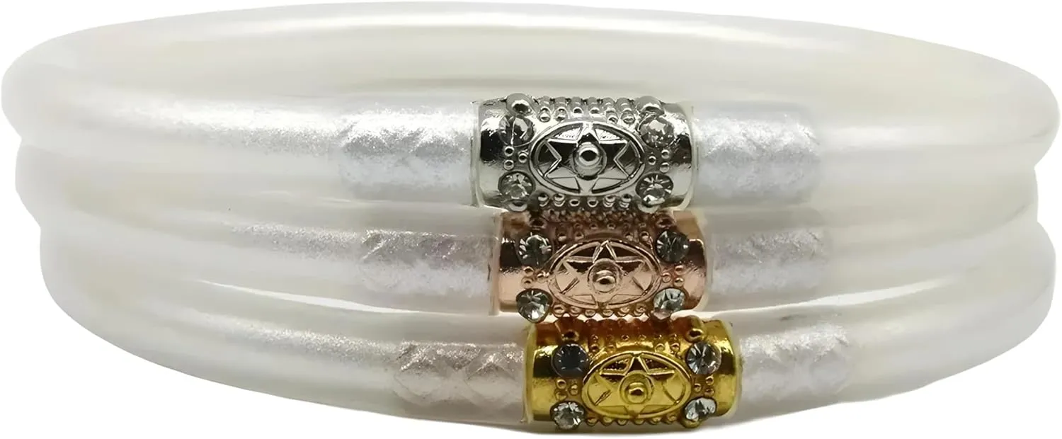 3pcs Mix Glitter Jelly Bracelet Set Women's Tibetan Buddhist Temple Lucky Charm Bangle Gift 3