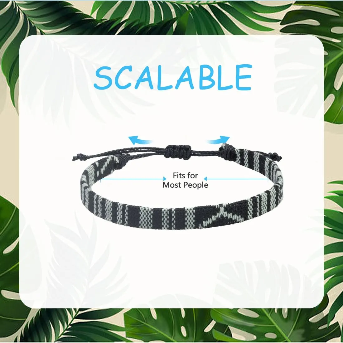 4pc Surfer Anklets for Men Waterproof String Rope Anklets Boho Clay Adjustable Beads Ankle Bracelets Cute Cloth Stainless Steel Anklet Set Beach Summer Jewelry for Women (4pcs boho anklets black)