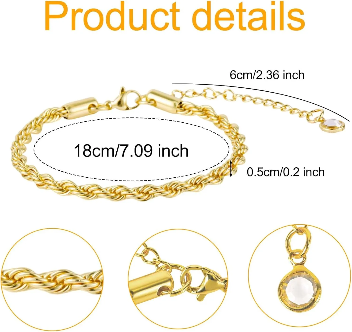 5pcs Gold Ankle Bracelets, Anklets for Women Titanium Steel Gold Plated Women's Chain Link Anklets Adjustable Stackable Bracelets Trendy Foot Jewelry Gifts for Women Girls Beach