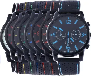 8 Assorted Wholesale Men's Sports Silicon Watch Wrist Watches Riding Running