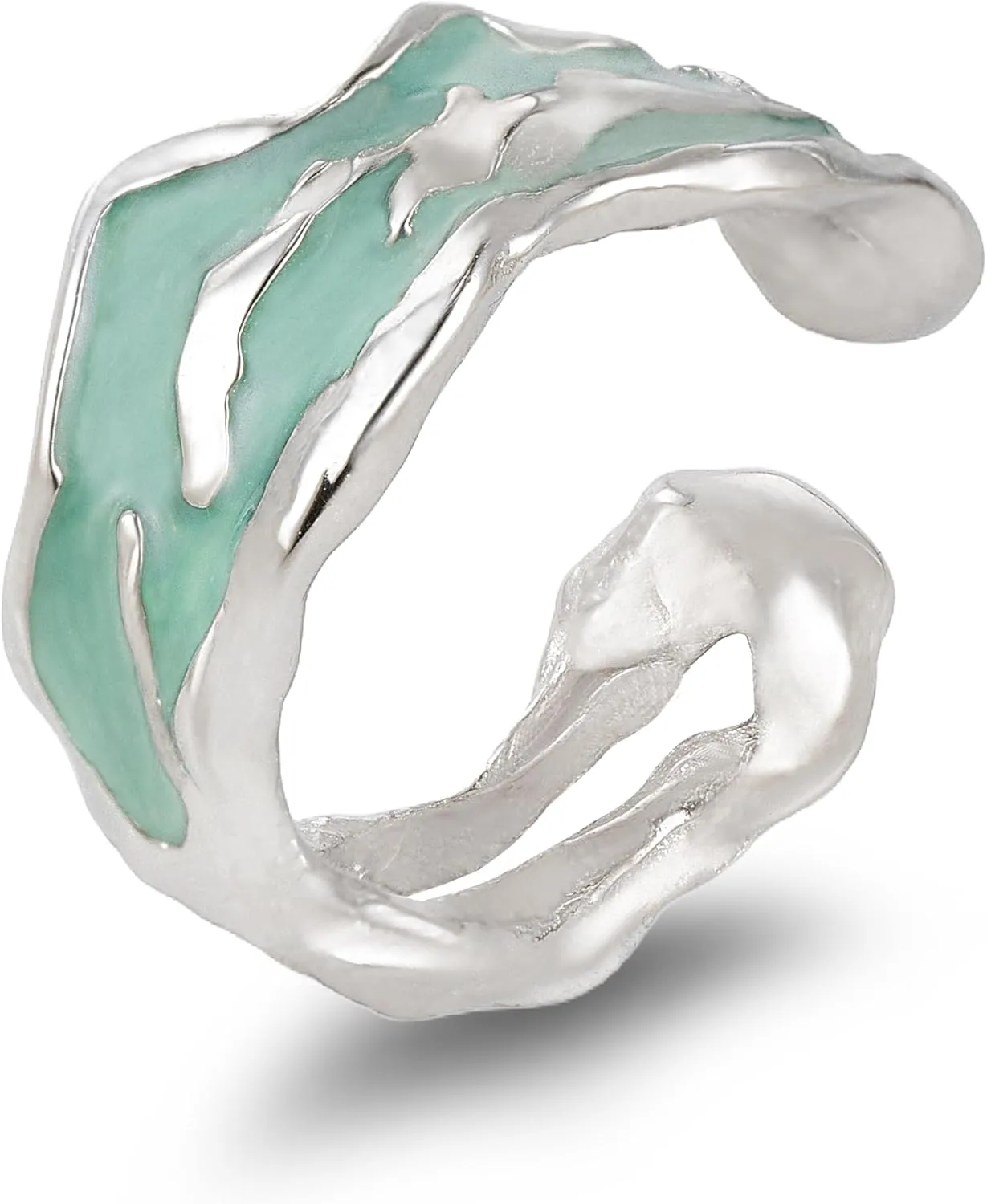 925 Sterling Silver Enamel Ear Cuff For Sensitive Ears Mint Green Twisted Clip-On Modern Minimalist Jewelry for Women