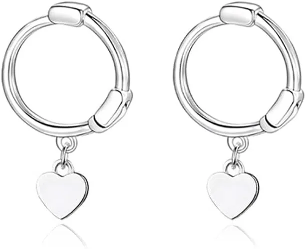 925 Sterling Silver Love Heart Hoop Earrings Drops for Women Teens Small Heart Huggie Earrings Hoops Hypoallergenic-1.2CM