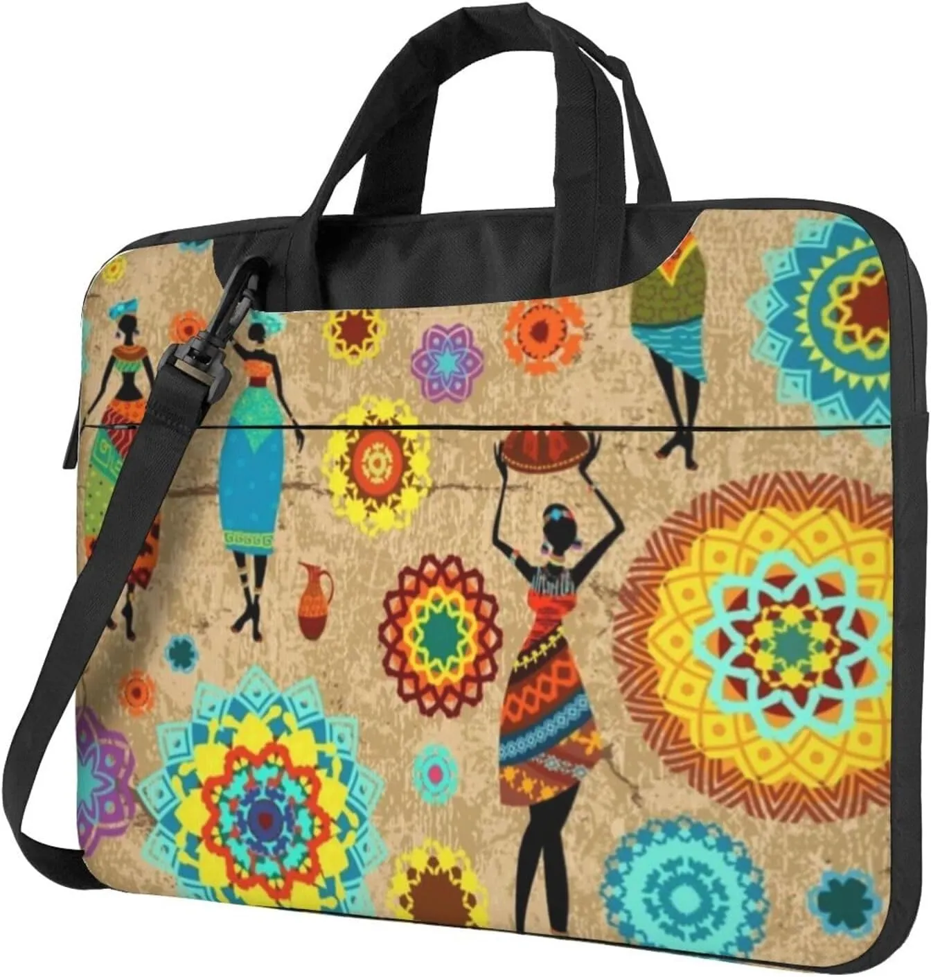 African American Women Mandala Practical 13-15.6 Inch Laptop Bag For Man And Women, Computer Messenger Bag, Trendy Shoulder Strap Design