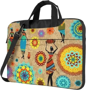 African American Women Mandala Practical 13-15.6 Inch Laptop Bag For Man And Women, Computer Messenger Bag, Trendy Shoulder Strap Design