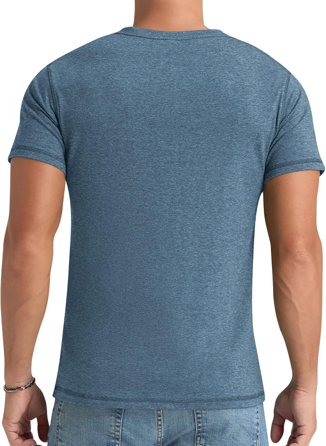 Aimeilgot Mens Henley Shirts Short Sleeve Casual Washed Retro T-Shirts Slim Fit Soft Cotton Classic Summer Basic Tees
