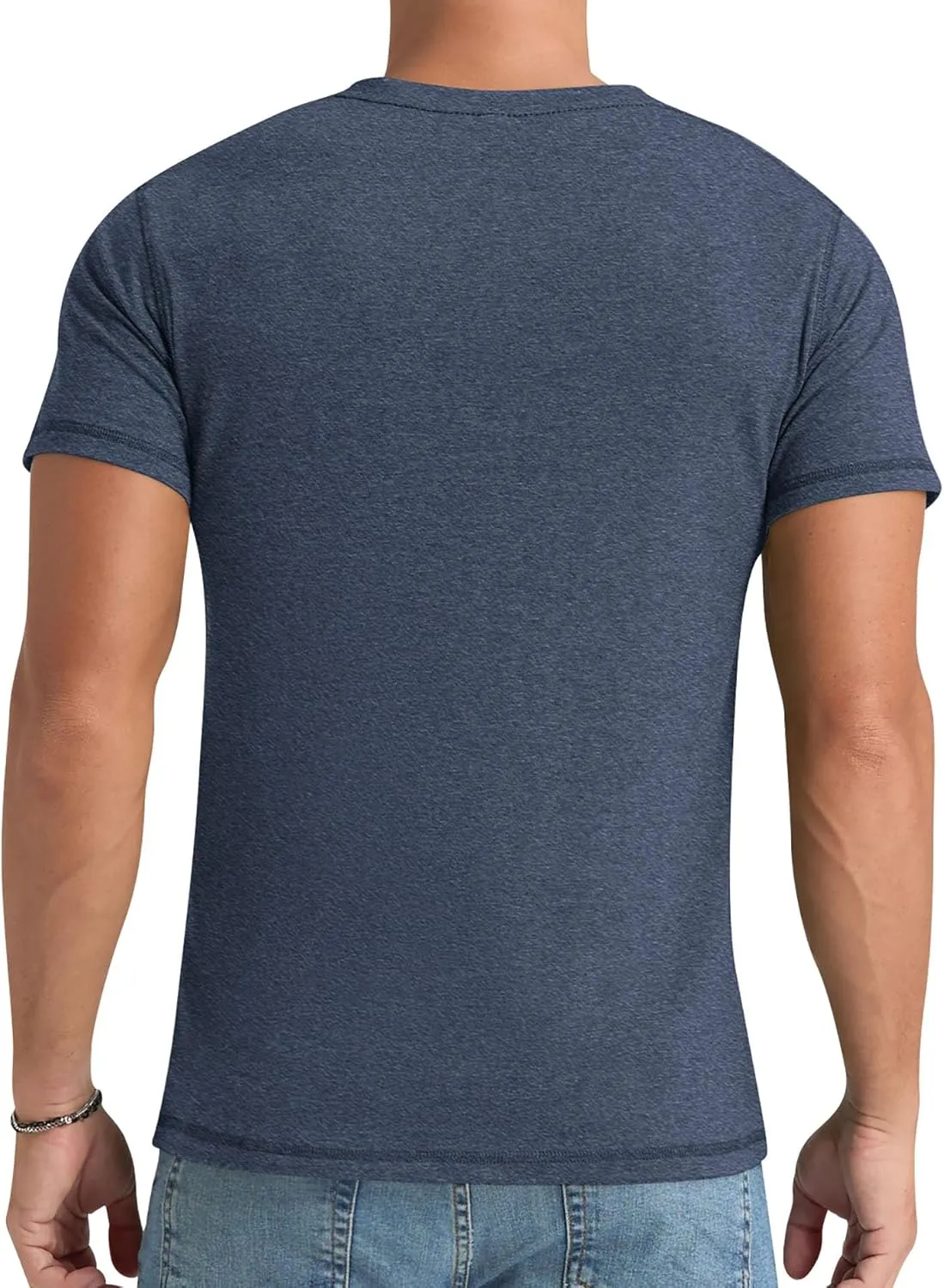 Aimeilgot Mens Henley Shirts Short Sleeve Casual Washed Retro T-Shirts Slim Fit Soft Cotton Classic Summer Basic Tees