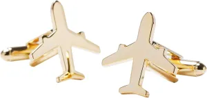 Airplane Plane Cufflinks,Stainless Steel Golden Airplane Cufflinks (Cufflinks Box and Polishing Cloth Included)