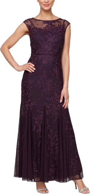 Alex Evenings Women's Long Length Fit and Flare Mother of The Bride Dress with Godet Detail (Petite and Regular Sizes)