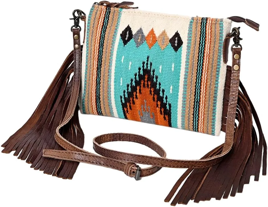 American Darling CrossBody Bag Saddle Blanket Fabric Genuine Leather Western Women Bag Handbag Purse | Crossbody Bag for Women | Cute Crossbody Bag | Crossbody Purse | Travel Crossbody Bag