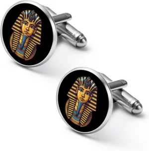 Ancient Egyptian Pharaoh King Egyptian Men's Shirt Cufflinks Round Cuff Links for Business Wedding Party Father's Day Gift