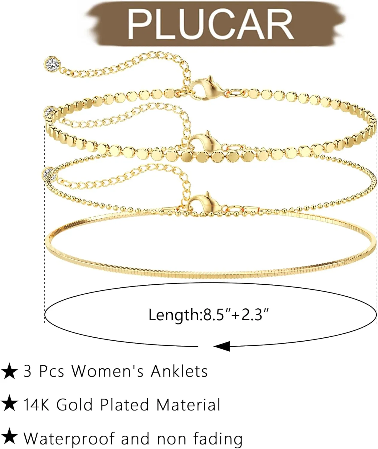 Ankle Bracelets for Women, 14K Gold Anklets for Women Waterproof Cuban Link Chain Layered Anklet Set Gold Ankle Bracelets for Women Summer Beach Foot Jewelry Gifts