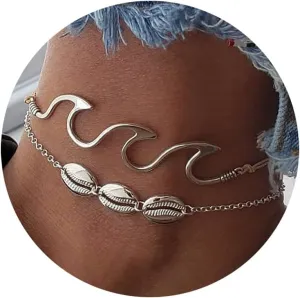 Ankle Bracelets for Women 14K Gold Plated Layered Tiny Satellite Chain Anklet Gold Anklets for Women Foot Jewelry Gifts 2PCs