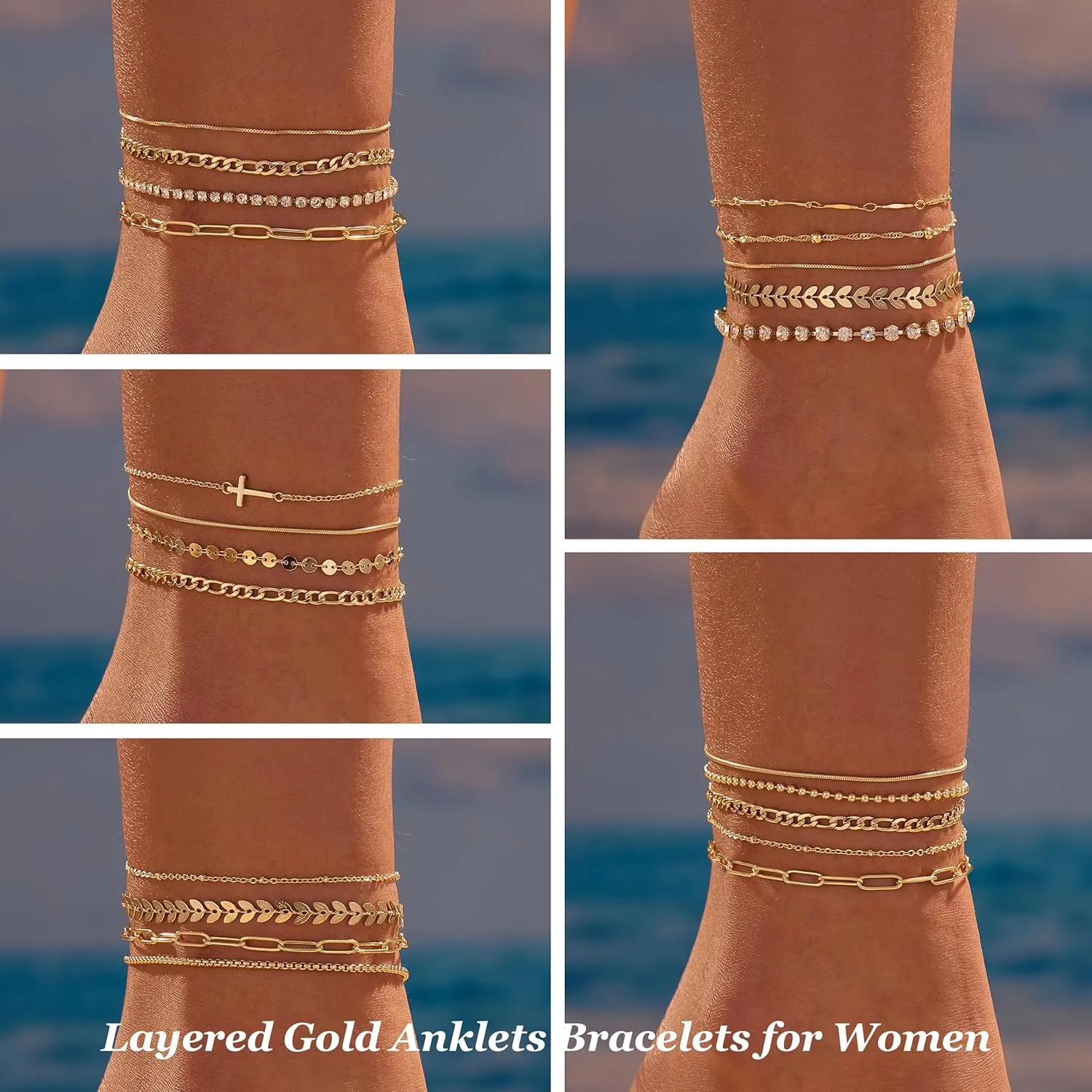 Ankle Bracelets for Women Gold Anklets Summer Beach Vacation Outfits Cuba Paperclip Anklet Dainty Link Chain Ankles Foot Jewelry