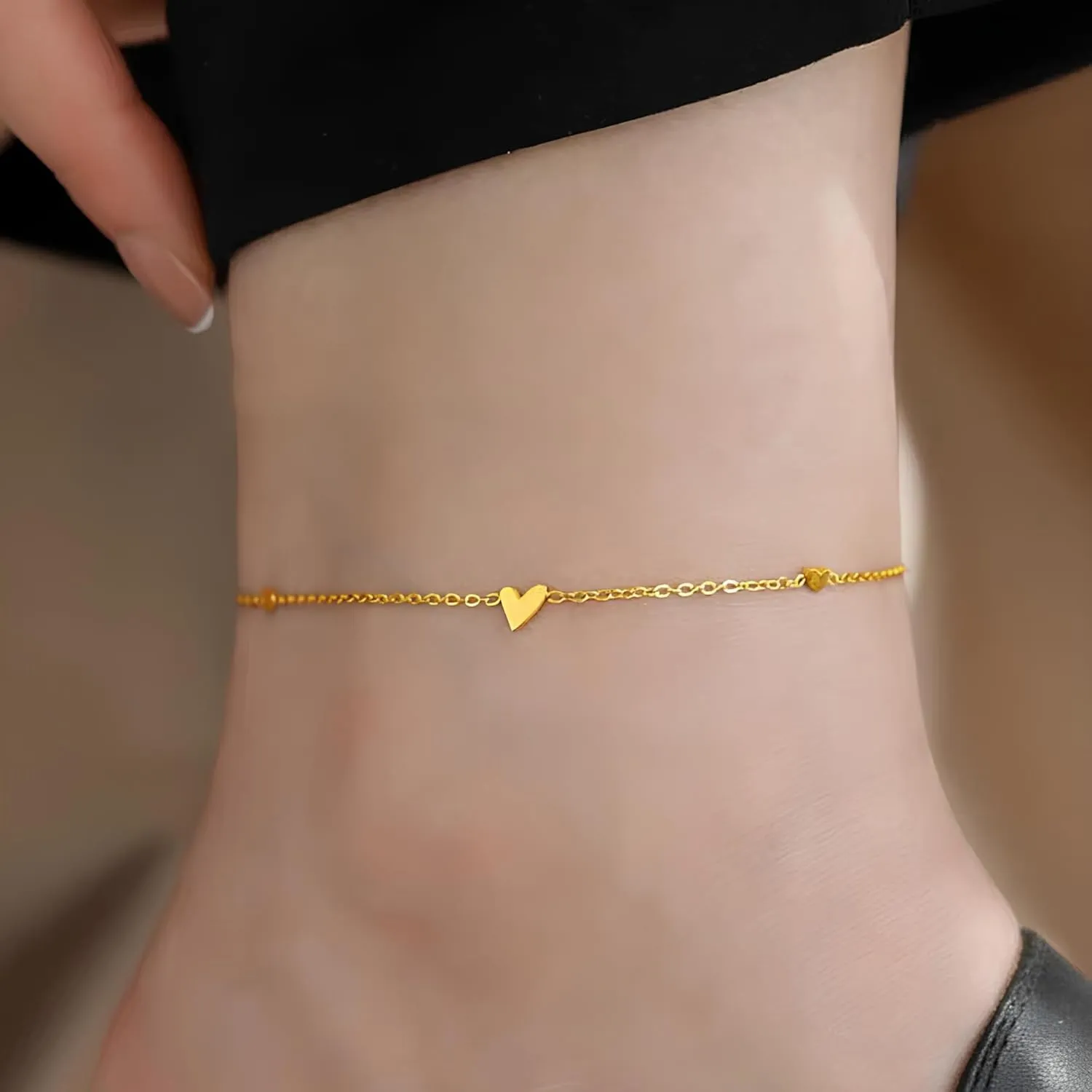 Ankle Bracelets for Women Heart Anklet Bracelets Layered Sterling Silver Shining Tennis Anklet Link with Cubic Zirconia Summer Beach Foot Chain for Women Trendy Jewelry Gifts