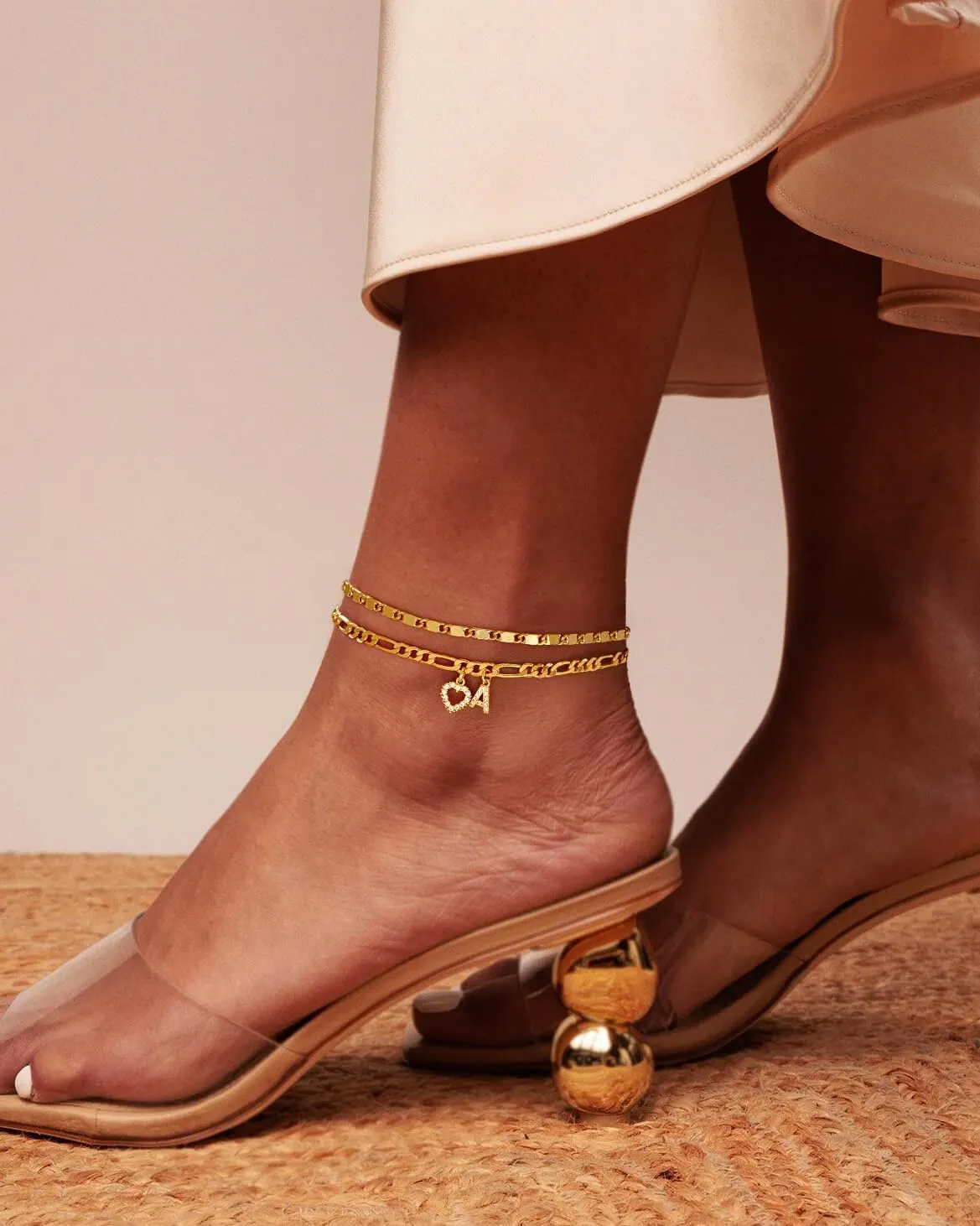 Ankle Bracelets for Women,14K Gold Plated Initial Anklets Dainty Heart Letter Ankle Bracelets Layered Gold Anklets for Women Non Tarnish A to Z Summer Beach Jewelry