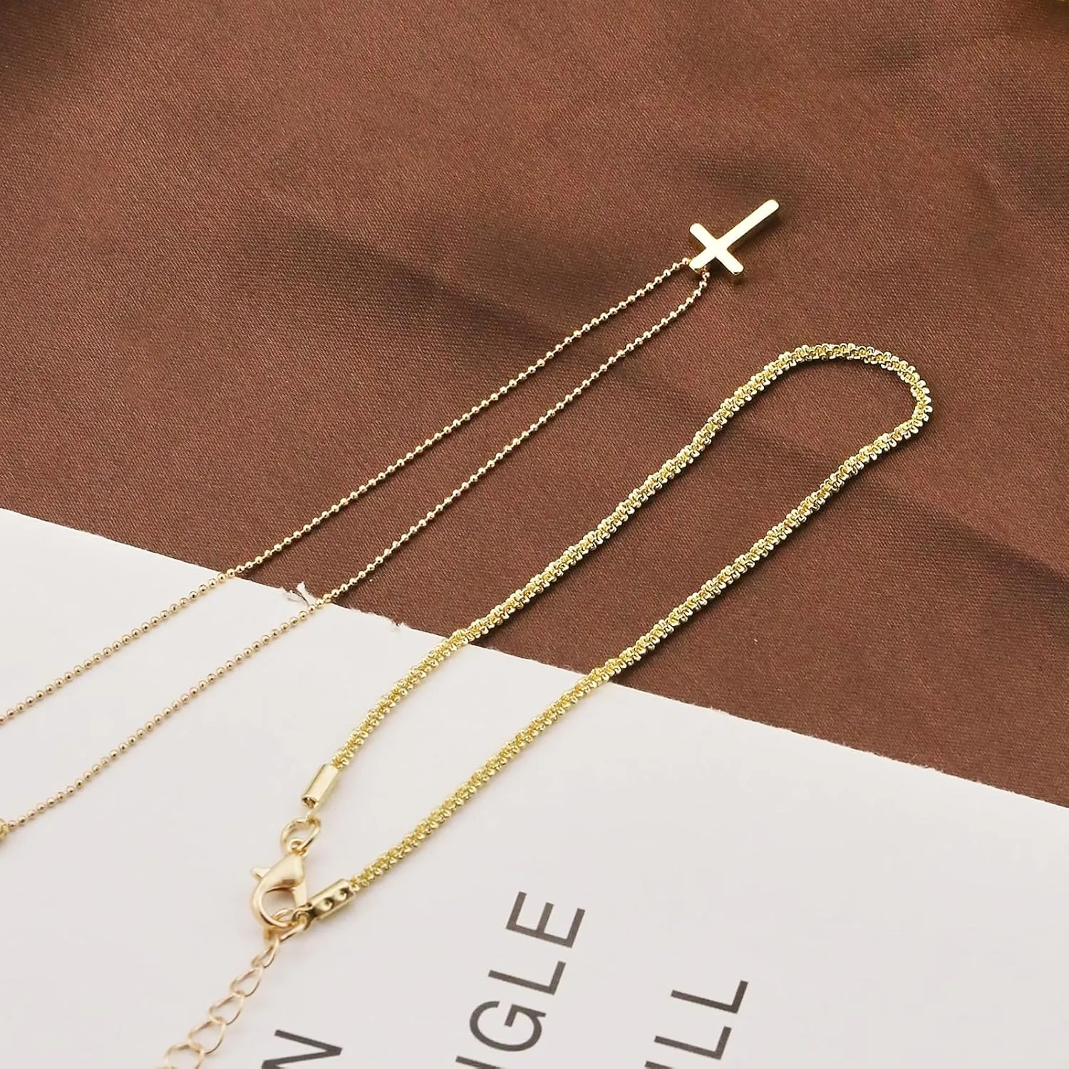 Ankle Bracelets for Women,14K Gold Plated Layered Glitter Waterproof Anklet Rhinestone Cross Anklets Layered Anklet Bracelets Boho Summer Beach Waterproof Anklet Jewelry