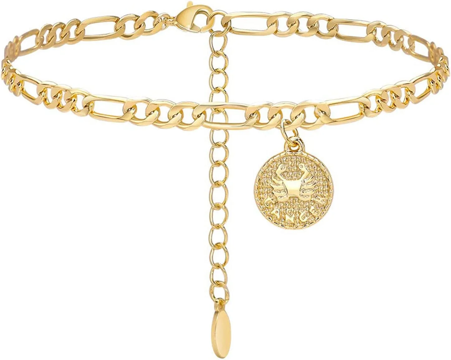 Anklets for Women Dainty Zodiac Constellation Anklet Zodiac Sign Disc Ankle Bracelet 14k Gold-Plated Anklets for Women