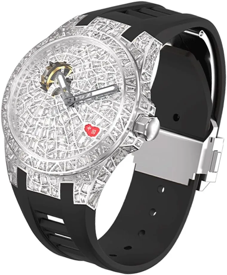 Automatic Mechanical Mens Watch Luxury Crystal Watches Diamonds Dial Sapphire Wrist Watch Waterproof Man Luminous Hands