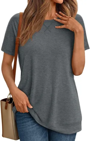 AUTOMET T Shirts Short Sleeve Crewneck Tees for Women Trendy Lightweight Soft Casual Summer Tops Clothes 2025
