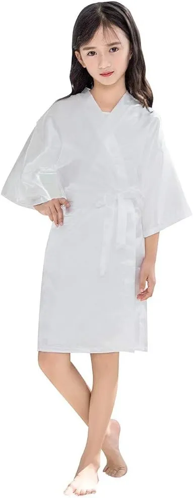 Baby Girl Solid Satin ightgown Dress Toddler Silk athrobe Short obes leepwear With Belt Travel Jacket Kids
