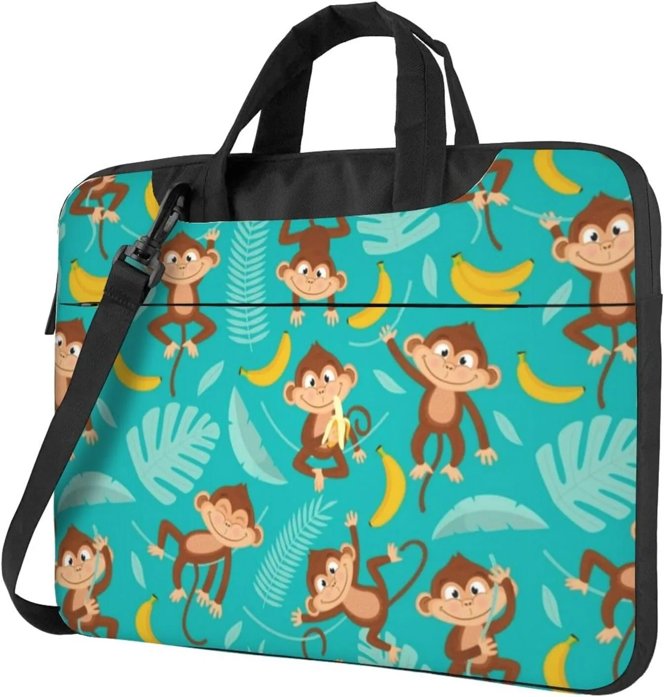 Banana Cute Monkey Practical 13-15.6 Inch Laptop Bag For Man And Women, Computer Messenger Bag, Trendy Shoulder Strap Design