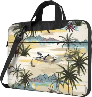 Beach Palm Tree Practical 13-15.6 Inch Laptop Bag For Man And Women, Computer Messenger Bag, Trendy Shoulder Strap Design