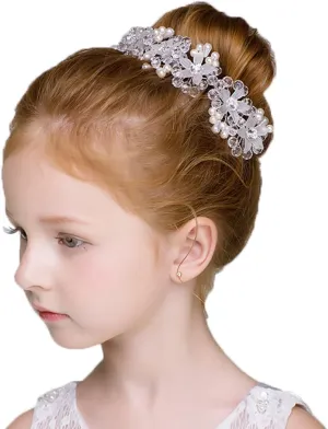 Beautiful Ballet Hair Accessories Flower Girl Headbands with Crystals, Pearls and Rhinestones-Perfect for Weddings, Performances, and Parties