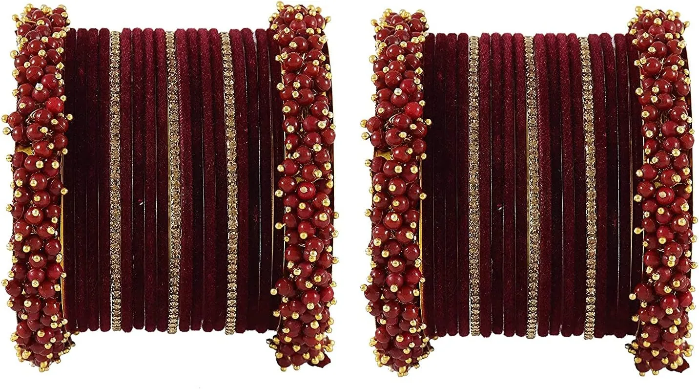 Beautiful Designer Zircon Stones Studded Metal Bangles Set For Women & Girls - (Set Of 2)
