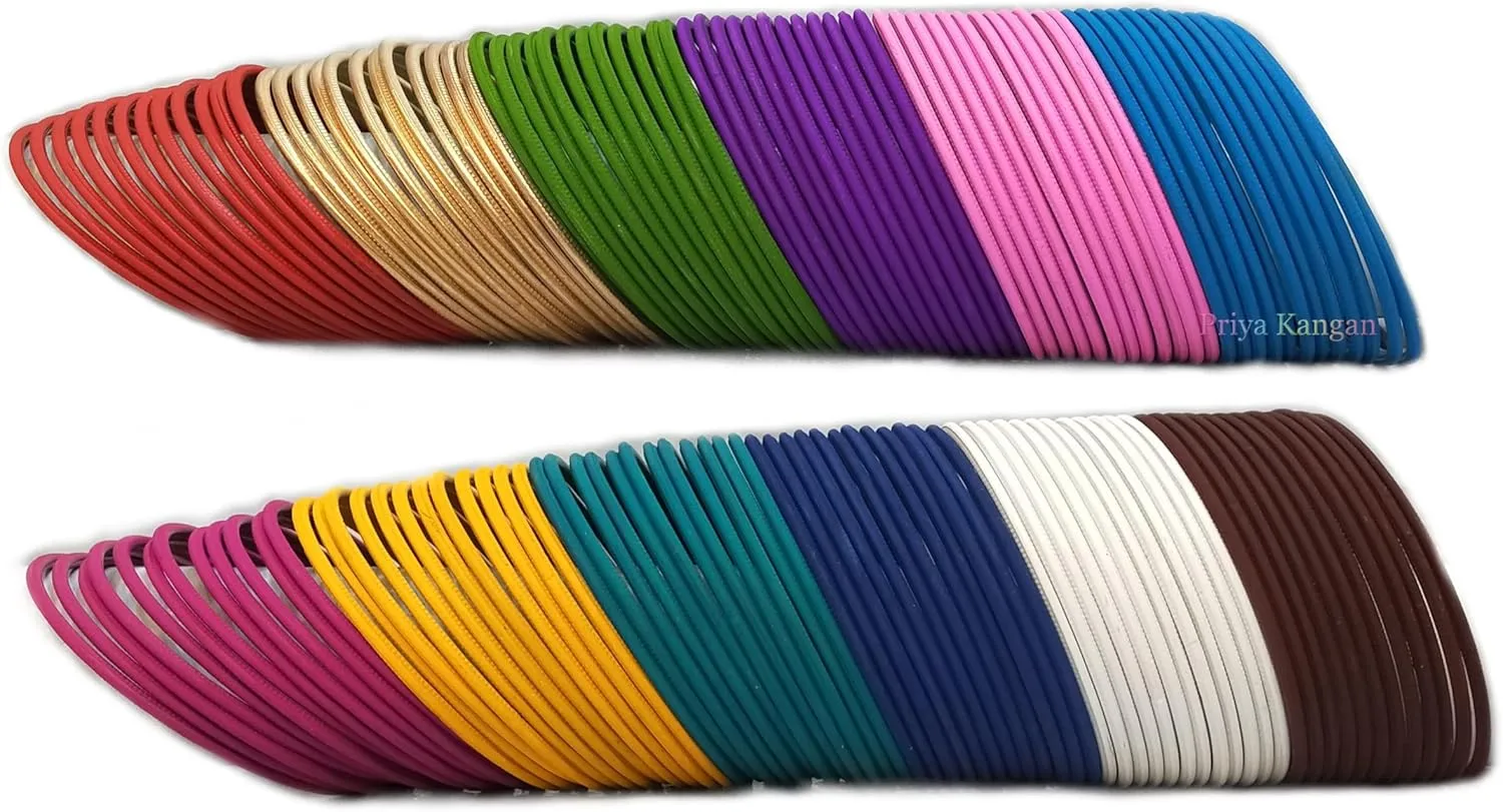 Beautifull Exotic Soft Colour Nion Matt Finish Plane Metal Bangles For Girls & Women. (Pack of 12 Colours/144 Bangles)