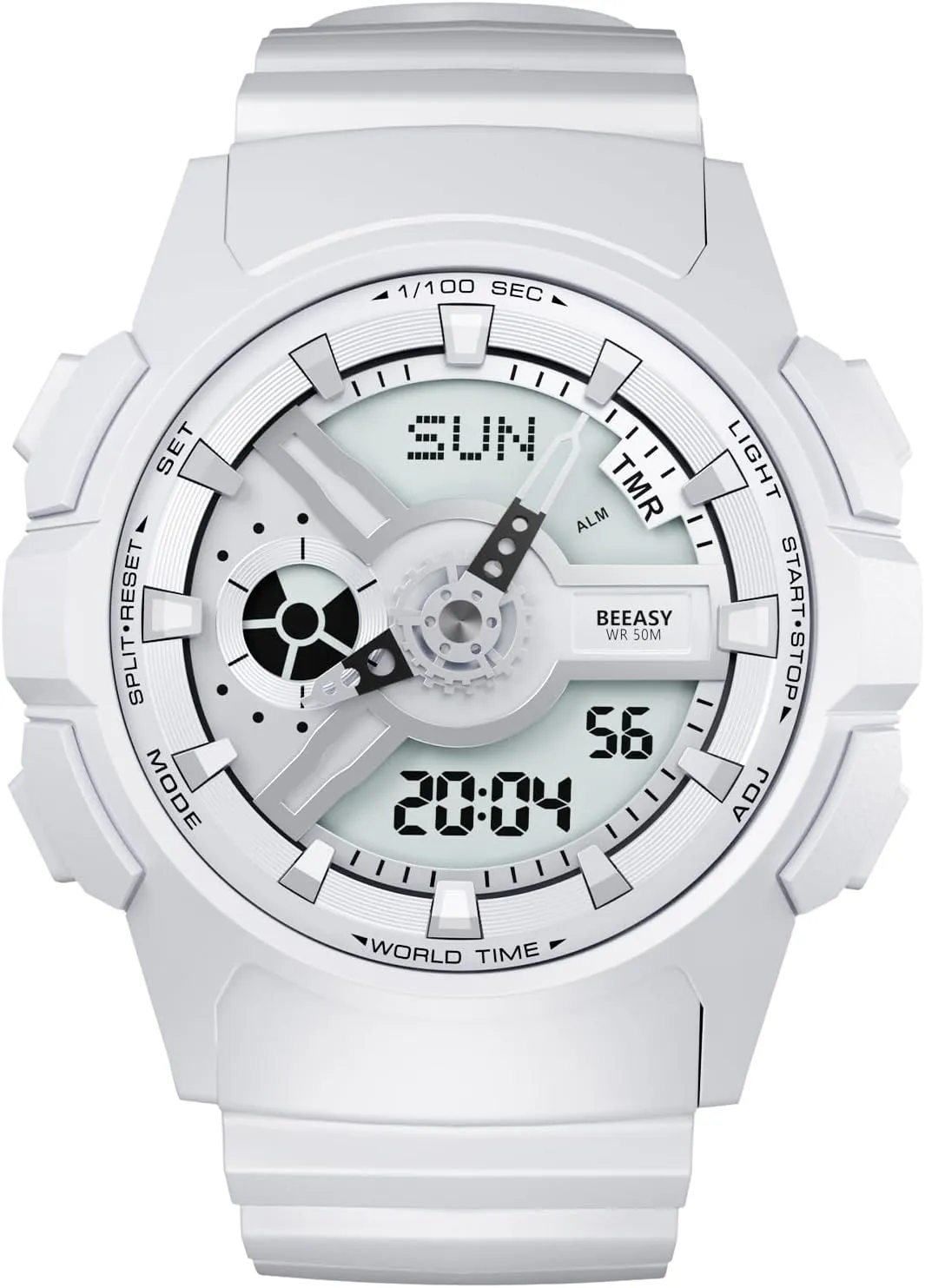 Beeasy Waterproof Mens Watches Sports Ourdoor, Military Watch Multi Function Stopwatch/4 Alarms/Countdown/Dual Time, Analog-Digital Synchronised Display Wrist Watch for Men