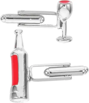 BESPORTBLE 1Pair Wine Bottle Cufflinks for Men Chic Sleeve Buttons Unique Wine Glass Design for Weddings and Formal Events Great present Idea for Birthdays and Holidays