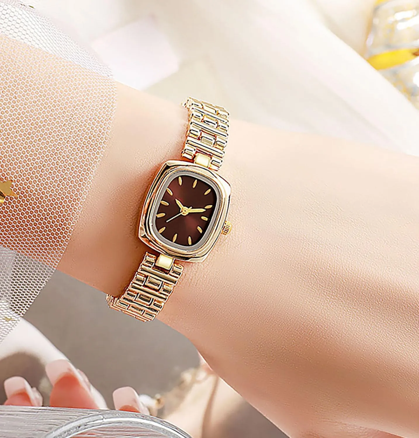 BESTKANG Watches for Women Watches Vintage Women's Dress Watchsquare Gold Watches for Women Bracelet Quartz Watch