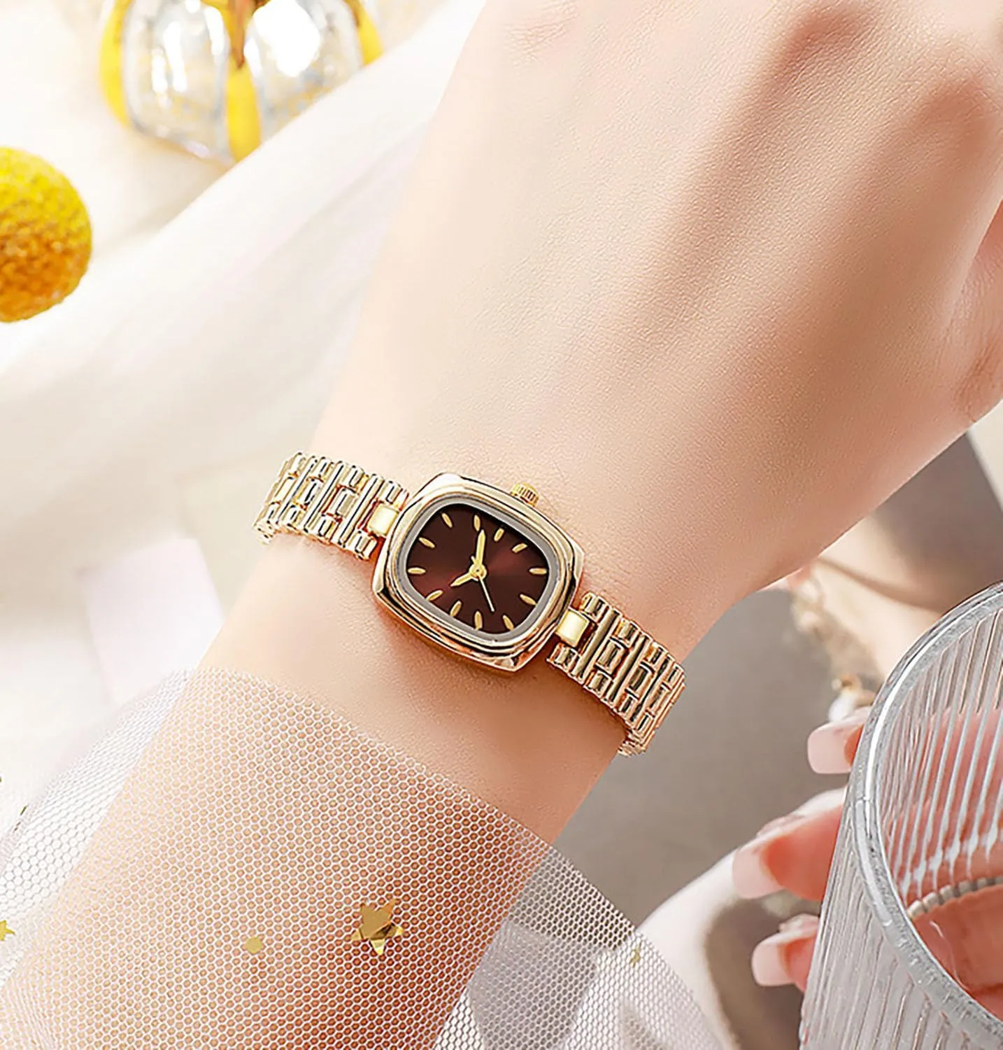 BESTKANG Watches for Women Watches Vintage Women's Dress Watchsquare Gold Watches for Women Bracelet Quartz Watch