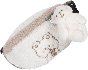 BESTYASH Girls Fanny Pack Bear Pattern Waist Pouch Plush Women's Bag Bear Embroidery Practical Storage Pouch for Daily Use